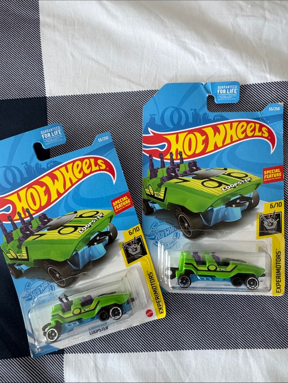 Hot Wheels Loopster Pair Green Experimotors Hands Up & Hands Down Variation Lot